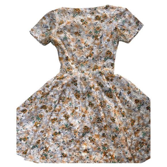 Unbranded Dresses & Skirts - Unbranded Vintage 50s Fit & Flare Silk Dress Womens Small Orange Floral Pleated